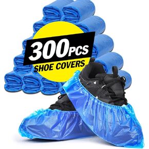 300 PCS (150 pairs) Shoe Covers Disposable Non Slip, Waterproof Booties for Shoes Covers for Indoors, Fits Up to Size 11 US Men and 13 US Women, Blue