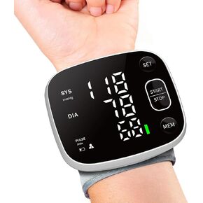 Blood Pressure Monitor Rechargeable Monitors for Home Use Adjustable Automatic Wrist Cuff Voice Broadcast 2 * 120 Reading Memory for 2 Users with Carrying Case, Black