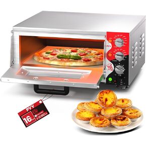 PYY 16" Indoor Electric Double Decker Pizza Oven w/Pizza Stone for Restaurant Home,Countertop Pizza Oven with 60-min Ring Timer, Commercial Pizza Oven with 4 Large Heat Tube, 3200W, ETL listed