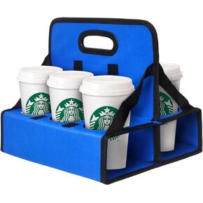 Portable Drink Holder,Portable Drink Carrier with Handle,6 Cup Take Out Cup Carrier,Drink Carrier with Handle Reusable,Foldable Cup Coffee Carrier for Delivery and Take Out