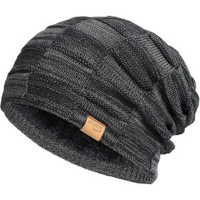 Vgogfly Slouchy Beanie for Men Winter Hats for Guys Cool Beanies Mens Lined Knit Warm Thick Skully Stocking Binie Hat
