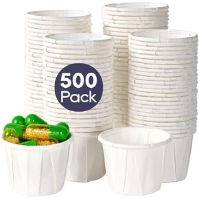 LITOPAK 500 Pack 0.75 oz Paper Souffle Medicine Cup, Disposable Souffle Cup, Med cups, 3/4 oz Sample Cup for Tasting Pills, Food Dessert Services, and Condiments