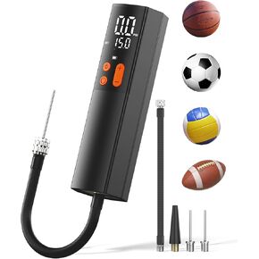 Electric Ball Pump with 4X Inflation & Deflation, 15Psi Air Pump with 3 Needles, Pressure Gauge, Ball Pump for Sports Balls, Basketball Pump, Soccer Ball Pump, Football Pump, Volleyball Pump