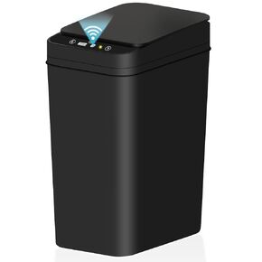 2Pack Bathroom Small Trash Can with Lid, 2.2 Gallon Touchless Automatic Garbage Can Slim Waterproof Motion Sensor Smart Trash Bin for Bedroom, Office, Living Room (White)