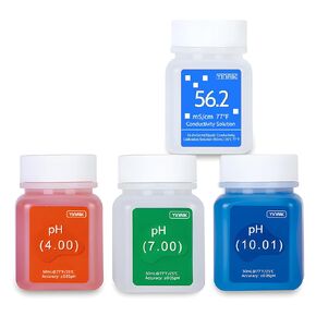pH Buffer Solution, 56.2mS/cm Conductivity Solution, 35.0 PPT Salinity Calibration Liquid, Salt Calibration Solution for Salt Meter of Tank, pH 4.00 7.00 10.01 Calibration Packets for pH Meter