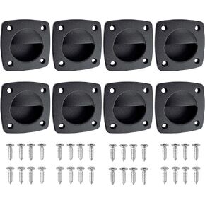 Black Nylon Flush Pull Recessed Sliding Door Handle Square Hatch Pull Handle,Yacht, Motorboat and Boat Cabin Accessories(8 Pcs)