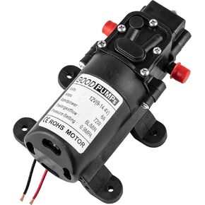 12V DC Water Pressure Diaphragm Pump, 6 A Adjustable Self Priming Sprayer Pump with Pressure Switch 6 L/Min 0.9 MPA 80 PSI, Water Transfer Pump Suitable for RV Camping Shower Garden