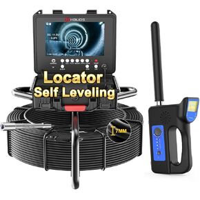 Sewer Camera with Locator 150ft, 7mm Thicker Cable, Self Leveling Drain Camera, Distance Counter, 9" 1080P HD Plumbing Camera Snake with Light, Pipe Inspection Camera Video/Audio Record 32GB