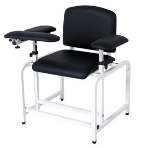 COOLWAVE Phlebotomy Chair with Arms, Extra Thick Padded Blood Drawing Chair with Adjustable Armrest, Lab Blood Draw Chair (Blue)