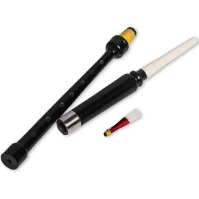 Rosewood Scottish Bagpipe Practice Chanter - Natural & Black Finish, Silver Mount, Includes Two Reeds (Black)