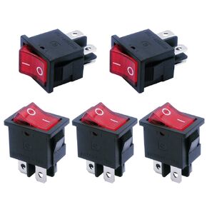mxuteuk 5pcs Snap-in DPST Rocker Switch Toggle Power ON-Off Switch 4 Pin AC 250V 6A 125V 10A, Use for Car Auto Boat Household Appliances MXU1-4-201