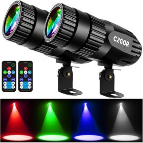 Led Pinspot Light 2 Pack, Czgor Disco Ball Spotlight 15W RGBW 4 in 1 Mirror Ball Light with Remote Control Super Bright LED Pin Spotlight for Parties DJ Disco Club Bar Wedding