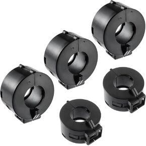 15mm Black Clip-on Ferrite Ring Core RFI EMI Noise Suppressor Cable Clip (5pcs)