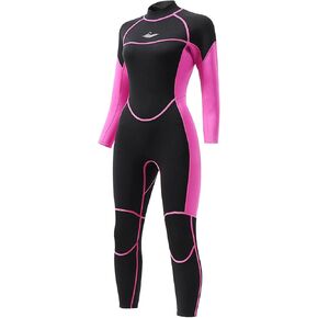 Womens Full Body Wetsuit 3mm - Neoprene Diving Suits Front Zip Dive Skin for Diving Snorkeling Surfing Swimming