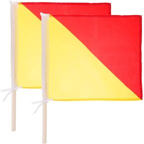 GANAZONO Traffic Safety Flags 2pcs Polyester Cloth Match Flags Hand Signal Flag Handheld Referee Flags Football Soccer Flag Sports Flags for Sports 50x35cm