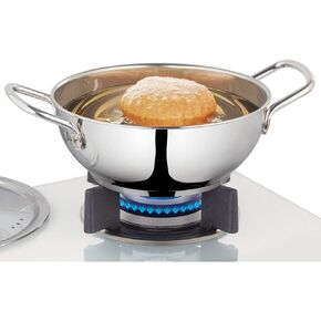 Borosil - CFDK20SS16 Stainless Steel Deep Kadhai with Lid for Deep Frying, Impact Bonded Tri-Ply Bottom, 1.8 litres, Silver