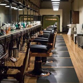 سجادات صالون التجميل لمصففي الشعر واقفة مضادة للتعب مقاس 3 × 4 بوصة، سجادة كرسي أرضية صالون الحلاقة - سجادة أرضية مربعة سوداء بسمك 1/2 بوصة، معدات تصفيف الشعر لقص الشعر in Kuwait