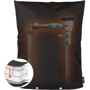 Upgraded Backflow Preventer Cover Aluminum Foil (5°F) - 20"W x 26"H Industrial 600D Winter Sprinkler Valve Covers for Outside, Anti-UV Winter-Freeze Water Well Pump Cover, Black