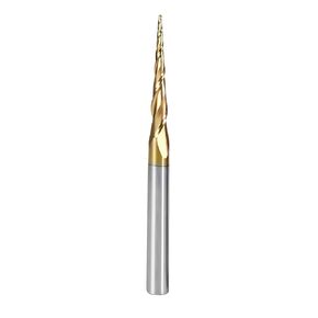 HRC55 2Flutes Tungsten Solid Carbide Tapered Ball Nose End Mill with TIAIN Coating 2D 3D Carving Bit Shank Dia 5/16" (1PC, R1/32)