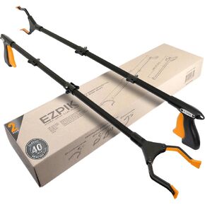 EZPIK® Folding Grabber Reacher for Elderly 40" + Magnets - Rugged Gripper Reachers for Disabled & Seniors Heavy Duty - Reachers and Grabbers for Seniors - Trash Grabber Tool and Pickers Heavy Duty