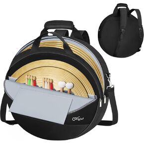 SNIGJAT 22" Cymbal Bag, Cymbal Backpack Case with Thick Padded Dividers, Water-Resistant Gig Bag with Adjustable Backpack Straps, Carry Handle, and External Pockets for Cymbals and Drum Accessories