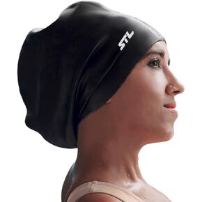 Extra Large Swim Cap for Braids and Dreadlocks Women, Men, Swimming Hat for Long Hair, Extensions, Weaves, Waterproof Silicone Cover Ear Bath Pool Shower Cap for Adult, Youth, Ladies
