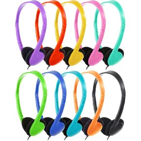 20 Pack Class Set Headphones for Kids Students School Classroom Headphones Bulk Earphones Adjustable with 3.5 mm Jack for Library Children Adults Multi Color