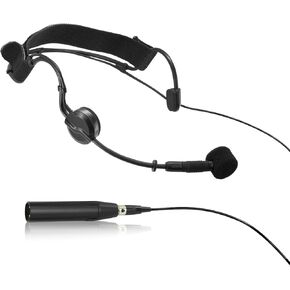 Professional Head-worn Condenser Wired Microphone with Adjustable Gooseneck, Noise-Cancelling Windscreen, Mini 3-P Connector for Fitness Instructor, Public Speaking and Stage Performances