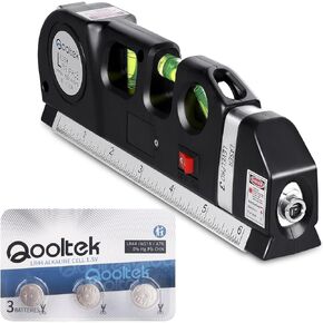 Multipurpose Laser Level Horizon Horizontal Vertical Line 8ft+ Measure Tape Ruler Adjusted Standard and Metric Rulers