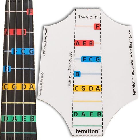 Non-Adhesive Violin Finger Guide for Adult/Kids Beginner, Static Cling Sheet, Fingerboard Stickers, Notes practice tape (Type B_Note Names, 4/4 full size) in Saudi Arabia