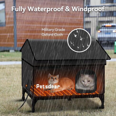 Heated Cat House for Outside Cats Large Outdoor Cat House Weatherproof for Winter Extremely Waterproof Insulated Outside Feral Cat House Multiple Cats (Black) in Saudi Arabia