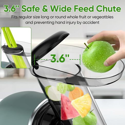 COZII Cold Press Juicer,Slow Masticating Juicer Soft/hard Mode & Quiet Motor,3.6 Inch Large Feed Chute For Vegetable and Fruit,Easy to Clean 150W Juice Machines,Dishwasher Safe,High Juice Yield in Saudi Arabia
