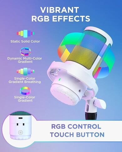 InnoGear USB Gaming Microphone Set, Noise Cancellation Condenser Mic with Boom Arm RGB Mute Headphones Jack for Streaming Podcasting Recording Vocal PC Computer YouTube Discord PS4 PS5, Black in Saudi Arabia