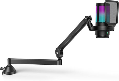 InnoGear USB Gaming Microphone Set, Noise Cancellation Condenser Mic with Boom Arm RGB Mute Headphones Jack for Streaming Podcasting Recording Vocal PC Computer YouTube Discord PS4 PS5, Black in Saudi Arabia