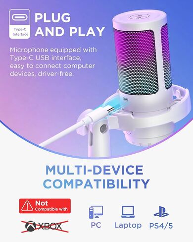 InnoGear USB Gaming Microphone Set, Noise Cancellation Condenser Mic with Boom Arm RGB Mute Headphones Jack for Streaming Podcasting Recording Vocal PC Computer YouTube Discord PS4 PS5, Black in Saudi Arabia