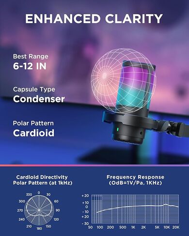InnoGear USB Gaming Microphone Set, Noise Cancellation Condenser Mic with Boom Arm RGB Mute Headphones Jack for Streaming Podcasting Recording Vocal PC Computer YouTube Discord PS4 PS5, Black in Saudi Arabia
