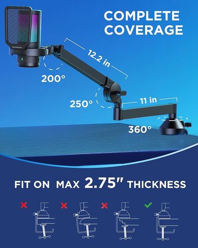 InnoGear USB Gaming Microphone Set, Noise Cancellation Condenser Mic with Boom Arm RGB Mute Headphones Jack for Streaming Podcasting Recording Vocal PC Computer YouTube Discord PS4 PS5, Black in Saudi Arabia