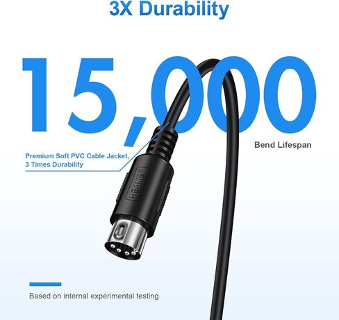 3 Pack Premium 3FT MIDI Cable, Stable & Fast Transmission and Long-Lasting MIDI Cables, Male to Male 5-Pin MIDI Cable for MIDI Keyboard, Electronic Piano, Electronic Drum in Kuwait