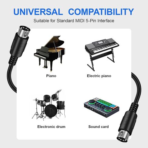 3 Pack Premium 3FT MIDI Cable, Stable & Fast Transmission and Long-Lasting MIDI Cables, Male to Male 5-Pin MIDI Cable for MIDI Keyboard, Electronic Piano, Electronic Drum in Kuwait