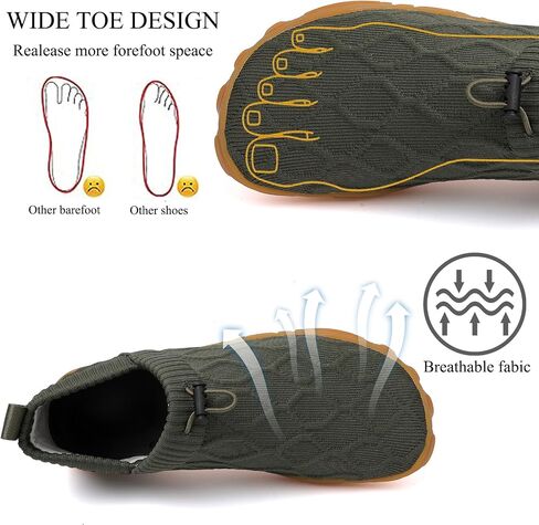 Men's Wide Toe Box Barefoot Shoes Slip-On Running Sneakers Trail-Runners Zero Drop Sole Walking Shoes in Saudi Arabia