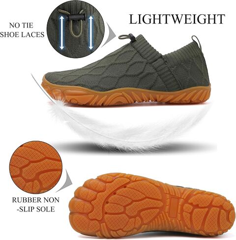 Men's Wide Toe Box Barefoot Shoes Slip-On Running Sneakers Trail-Runners Zero Drop Sole Walking Shoes in Saudi Arabia