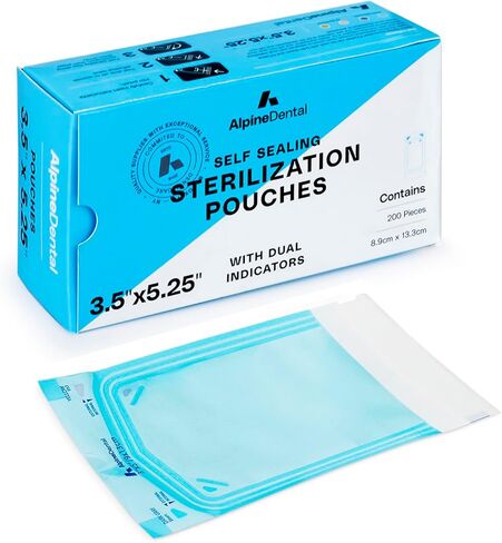 200 3.5" x 5.25" Sterilization Pouch Self Sealing Autoclave Bags for Dental, Tattoo Nail Art Instruments in Saudi Arabia