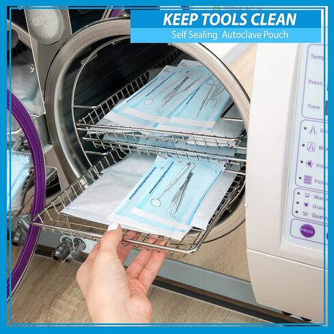 200 3.5" x 5.25" Sterilization Pouch Self Sealing Autoclave Bags for Dental, Tattoo Nail Art Instruments in Saudi Arabia