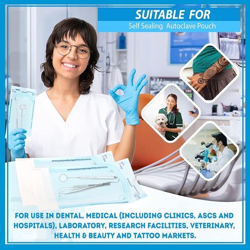 200 3.5" x 5.25" Sterilization Pouch Self Sealing Autoclave Bags for Dental, Tattoo Nail Art Instruments in Saudi Arabia