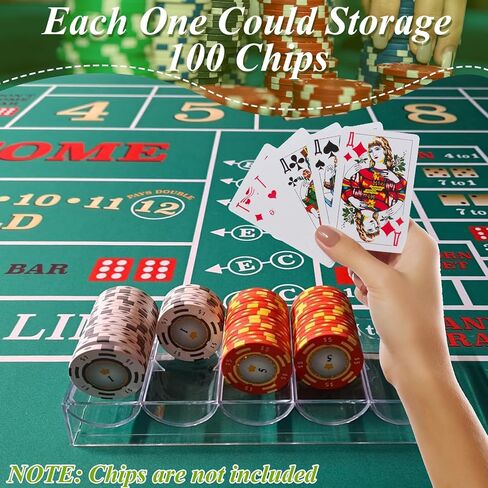 10 عبوات من شرائح بوكر الأكريليك الشفاف من سينينكو مع أغطية، علبة عرض شرائح بوكر الكازينو، علبة تخزين شرائح البوكر من أجل تكساس هولديم، بلاك جاك، 100 شريحة لكل منها in Kuwait