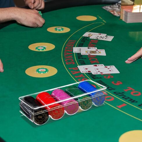 10 عبوات من شرائح بوكر الأكريليك الشفاف من سينينكو مع أغطية، علبة عرض شرائح بوكر الكازينو، علبة تخزين شرائح البوكر من أجل تكساس هولديم، بلاك جاك، 100 شريحة لكل منها in Kuwait