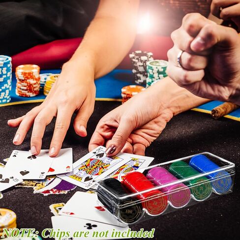 10 عبوات من شرائح بوكر الأكريليك الشفاف من سينينكو مع أغطية، علبة عرض شرائح بوكر الكازينو، علبة تخزين شرائح البوكر من أجل تكساس هولديم، بلاك جاك، 100 شريحة لكل منها in Kuwait