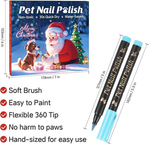 Christmas Dog Nail Polish Pens Quick Dry,Christmas Special Packaging,12 Colors Safe Dog Nail Polish Set to DIY Pretty Nails, Ideal Gifts for Dogs Cats Light Dark Nails,Odorless, Non-Toxic,Water-Based in Saudi Arabia