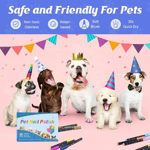 Christmas Dog Nail Polish Pens Quick Dry,Christmas Special Packaging,12 Colors Safe Dog Nail Polish Set to DIY Pretty Nails, Ideal Gifts for Dogs Cats Light Dark Nails,Odorless, Non-Toxic,Water-Based in Saudi Arabia