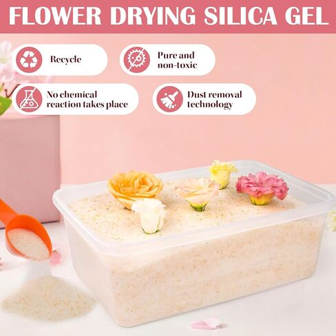 VOISEN Silica Gel Flower Drying, 5LBS Silica Gel for Drying Flowers,Color Indicating Flower Preservation Kit Contains Flowers Desiccant, Brush, Gloves, 6.7 L Plastic Box in Kuwait